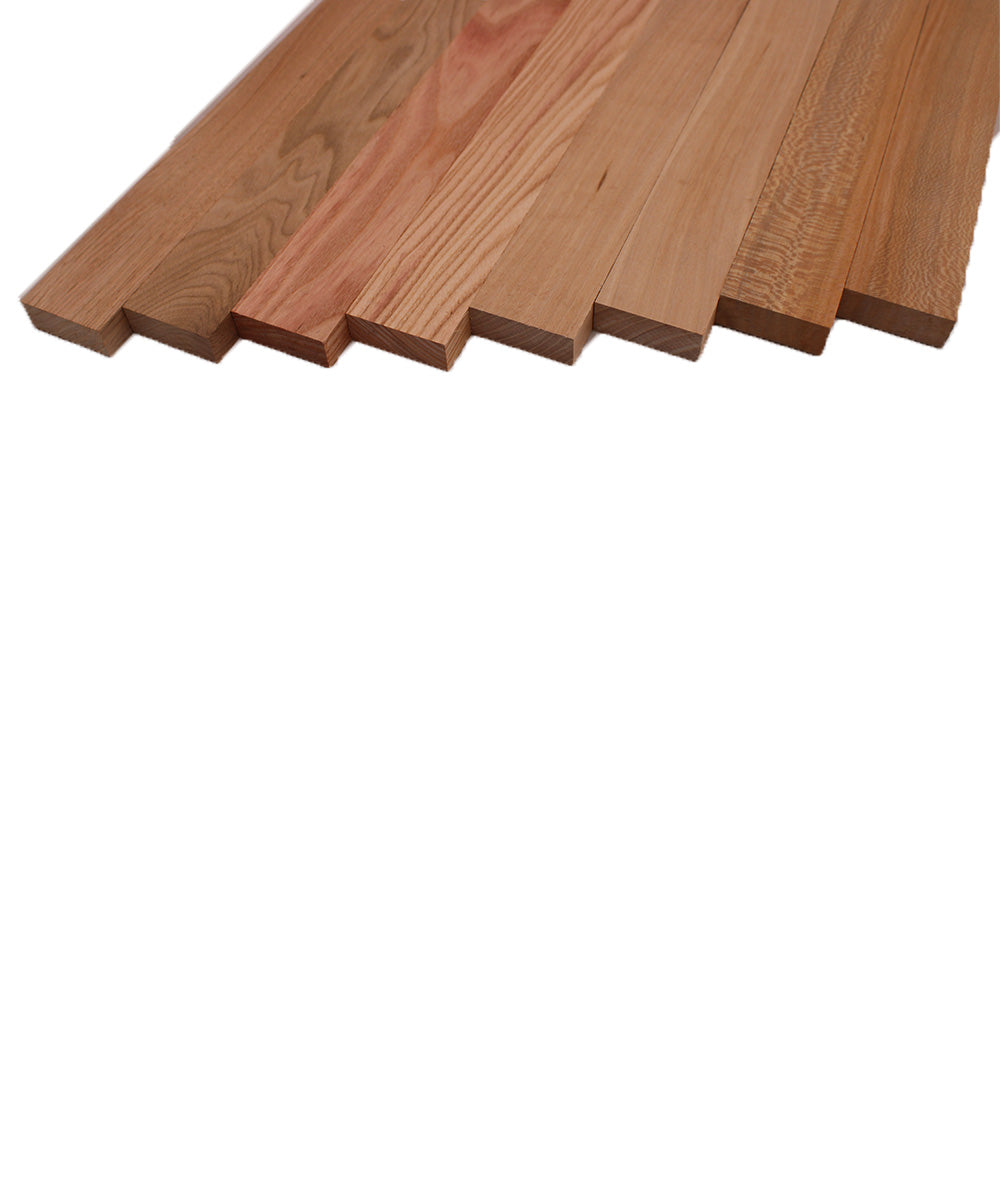 Domestic Exotic Variety Pack - Butternut, Coffee Nut, Grey Elm, Quarter Sawn Sycamore - 3/4" x 2" (8 Pcs)
