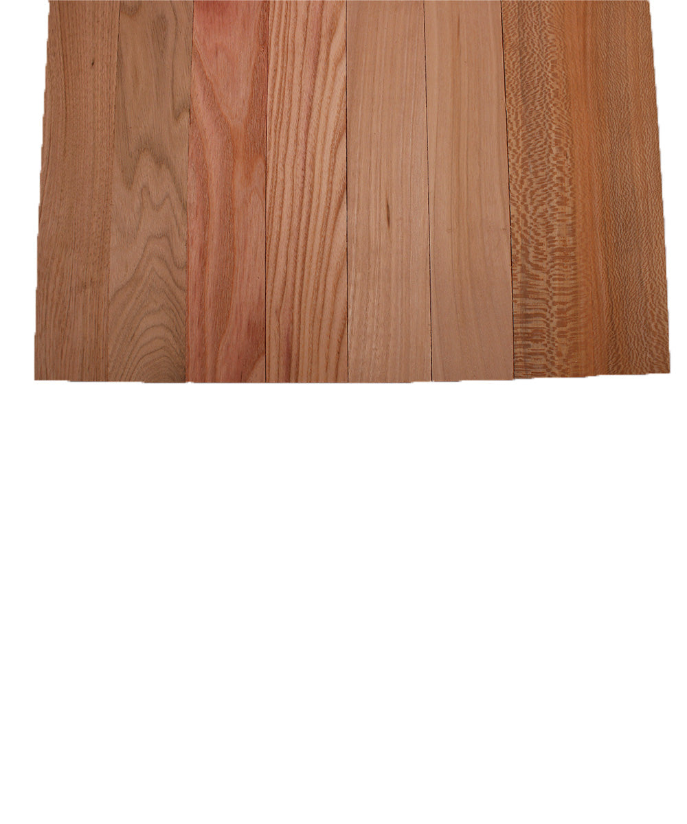 Domestic Exotic Variety Pack - Butternut, Coffee Nut, Grey Elm, Quarter Sawn Sycamore - 3/4" x 2" (8 Pcs)