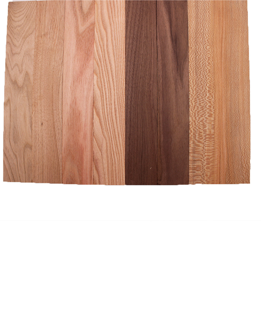 Domestic Exotic Variety Pack - Butternut, Coffee Nut, Walnut, Quarter Sawn Sycamore - 3/4" x 2" (8 Pcs)