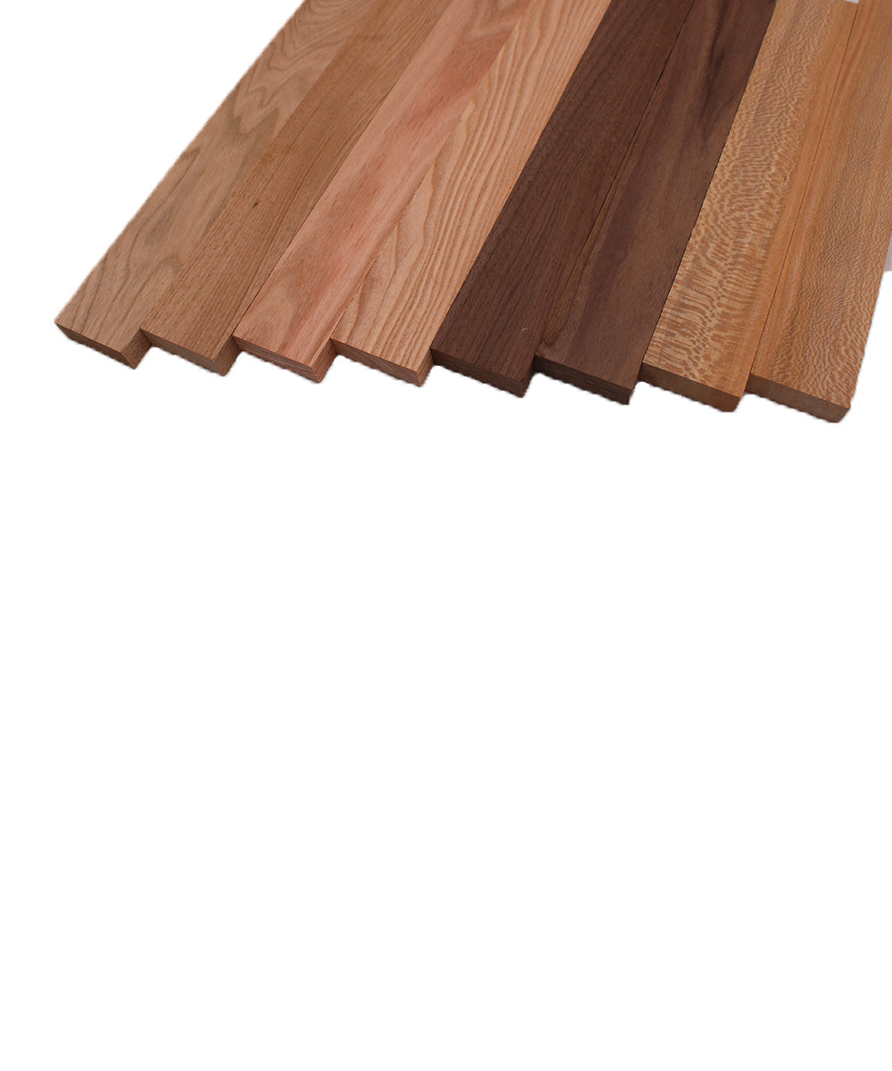 Domestic Exotic Variety Pack - Butternut, Coffee Nut, Walnut, Quarter Sawn Sycamore - 3/4" x 2" (8 Pcs)
