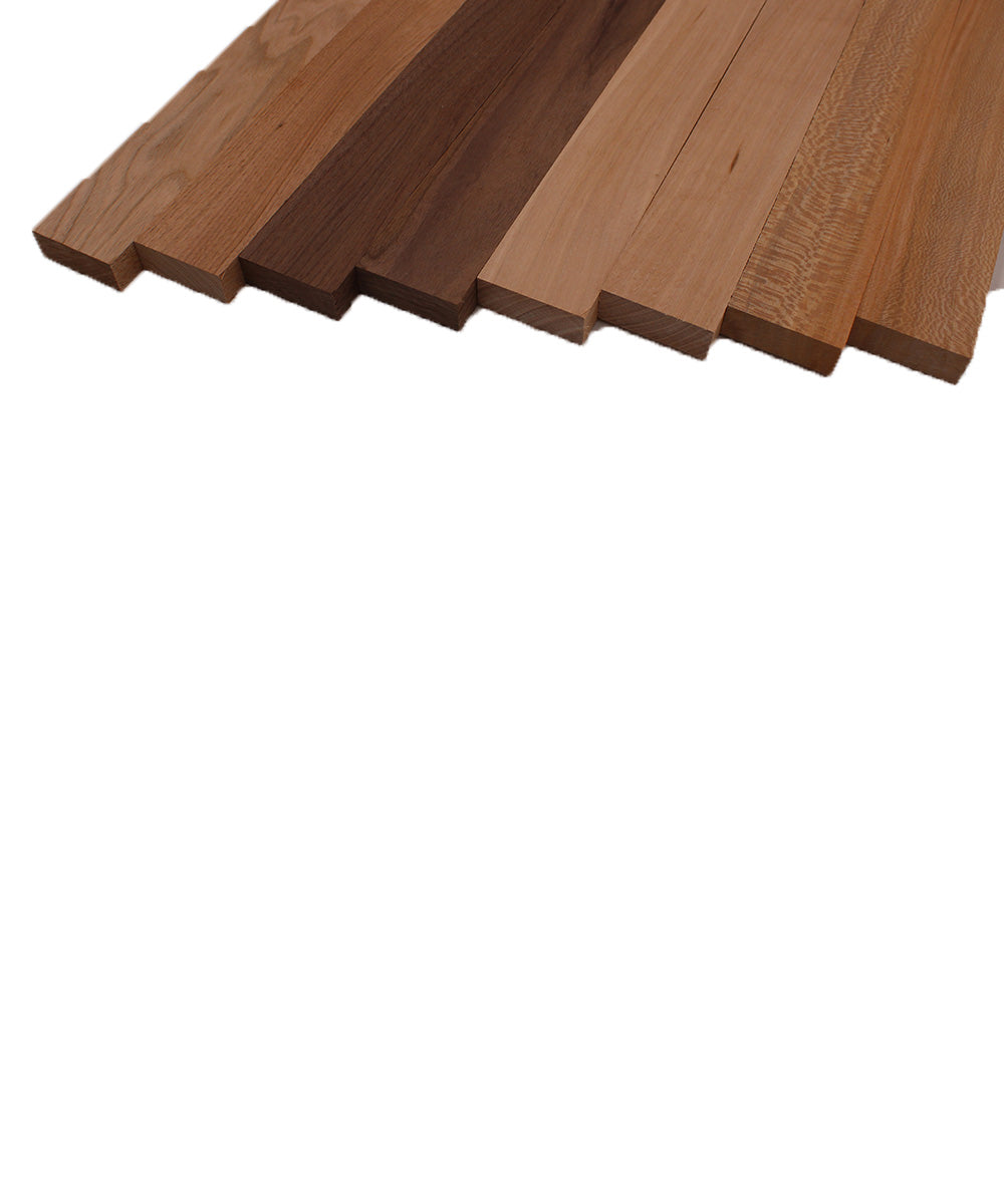 Domestic Exotic Variety Pack - Butternut, Walnut, Grey Elm, Quarter Sawn Sycamore - 3/4" x 2" (8 Pcs)