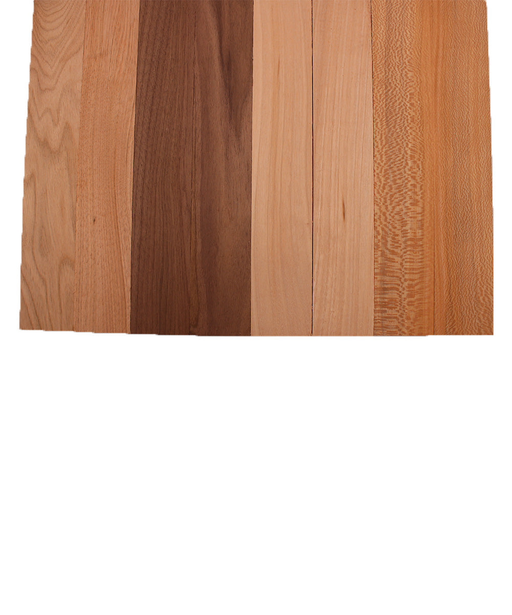 Domestic Exotic Variety Pack - Butternut, Walnut, Grey Elm, Quarter Sawn Sycamore - 3/4" x 2" (8 Pcs)