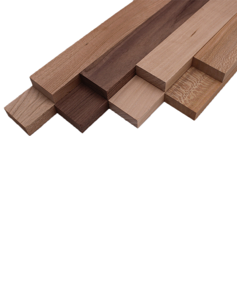 Domestic Exotic Variety Pack - Butternut, Walnut, Grey Elm, Quarter Sawn Sycamore - 3/4" x 2" (8 Pcs)
