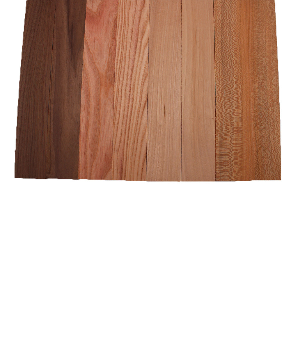 Domestic Exotic Variety Pack - Walnut, Coffee Nut, Grey Elm, Quarter Sawn Sycamore - 3/4" x 2" (8 Pcs)
