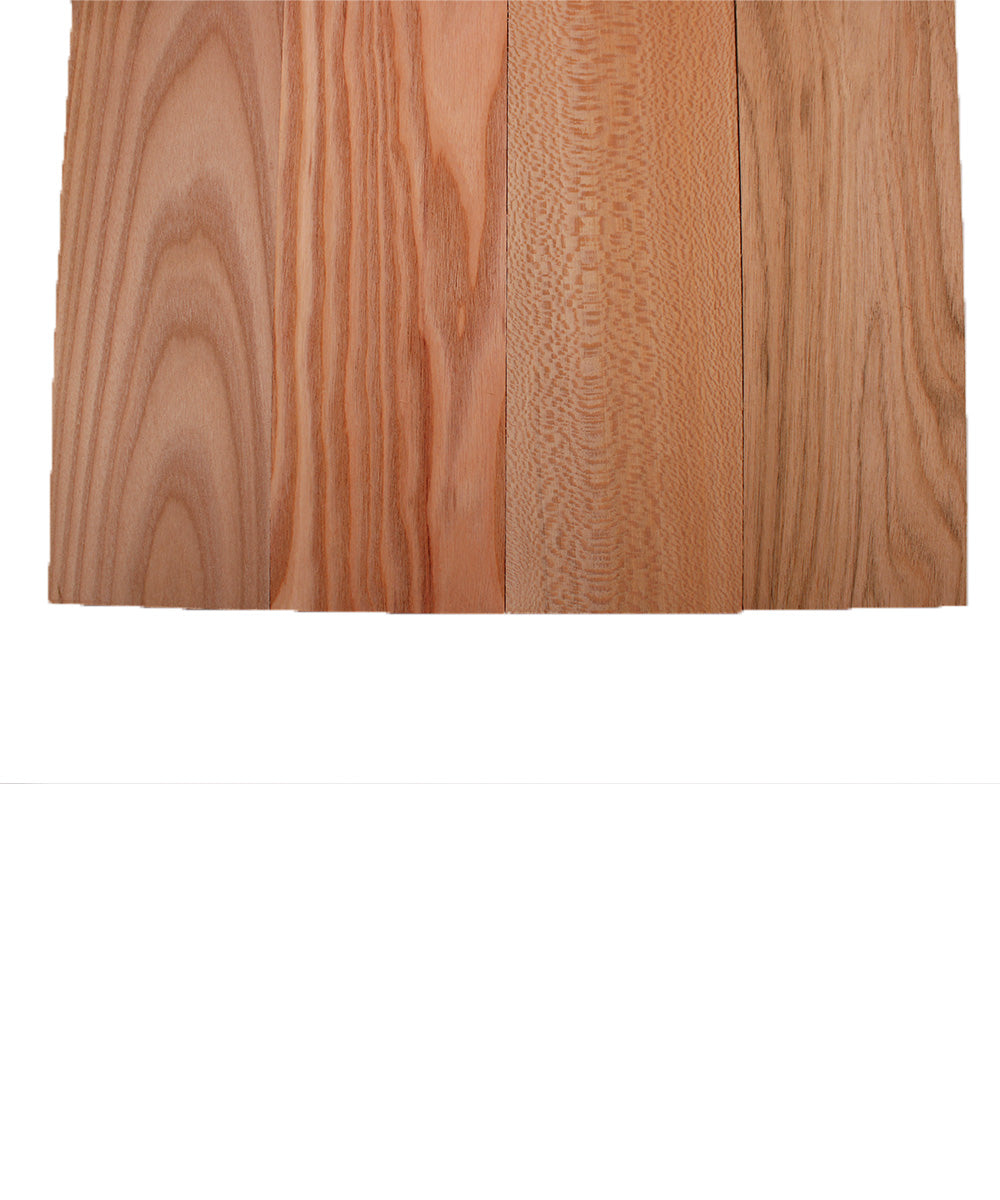 Domestic Exotic Variety Pack - Butternut, Coffee Nut, Grey Elm, Quarter Sawn Sycamore - 3/4" x 4" (4 Pcs)