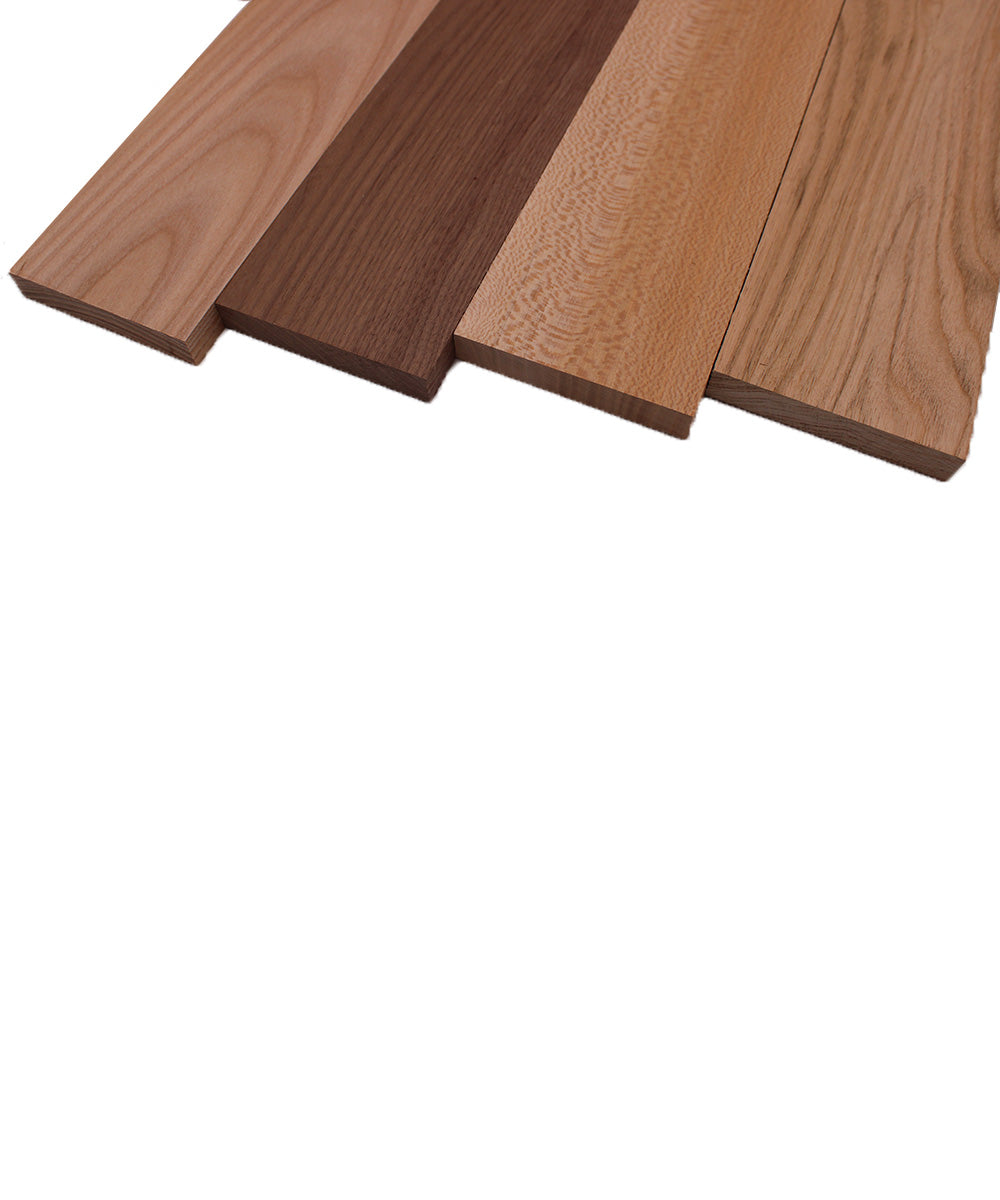 Domestic Exotic Variety Pack - Butternut, Walnut, Grey Elm, Quarter Sawn Sycamore - 3/4" x 4" (4 Pcs)