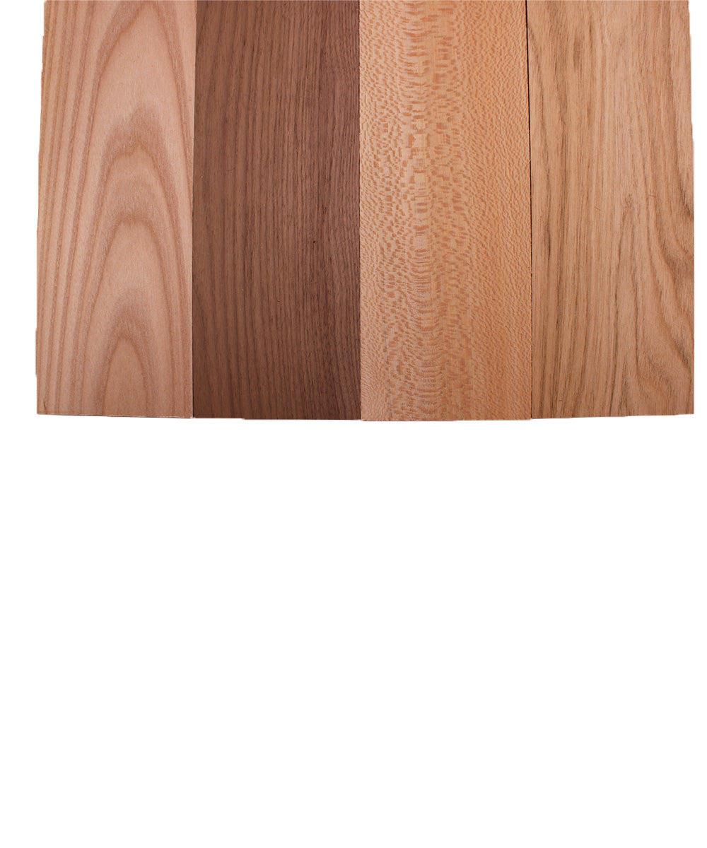 Domestic Exotic Variety Pack - Butternut, Walnut, Grey Elm, Quarter Sawn Sycamore - 3/4" x 4" (4 Pcs)