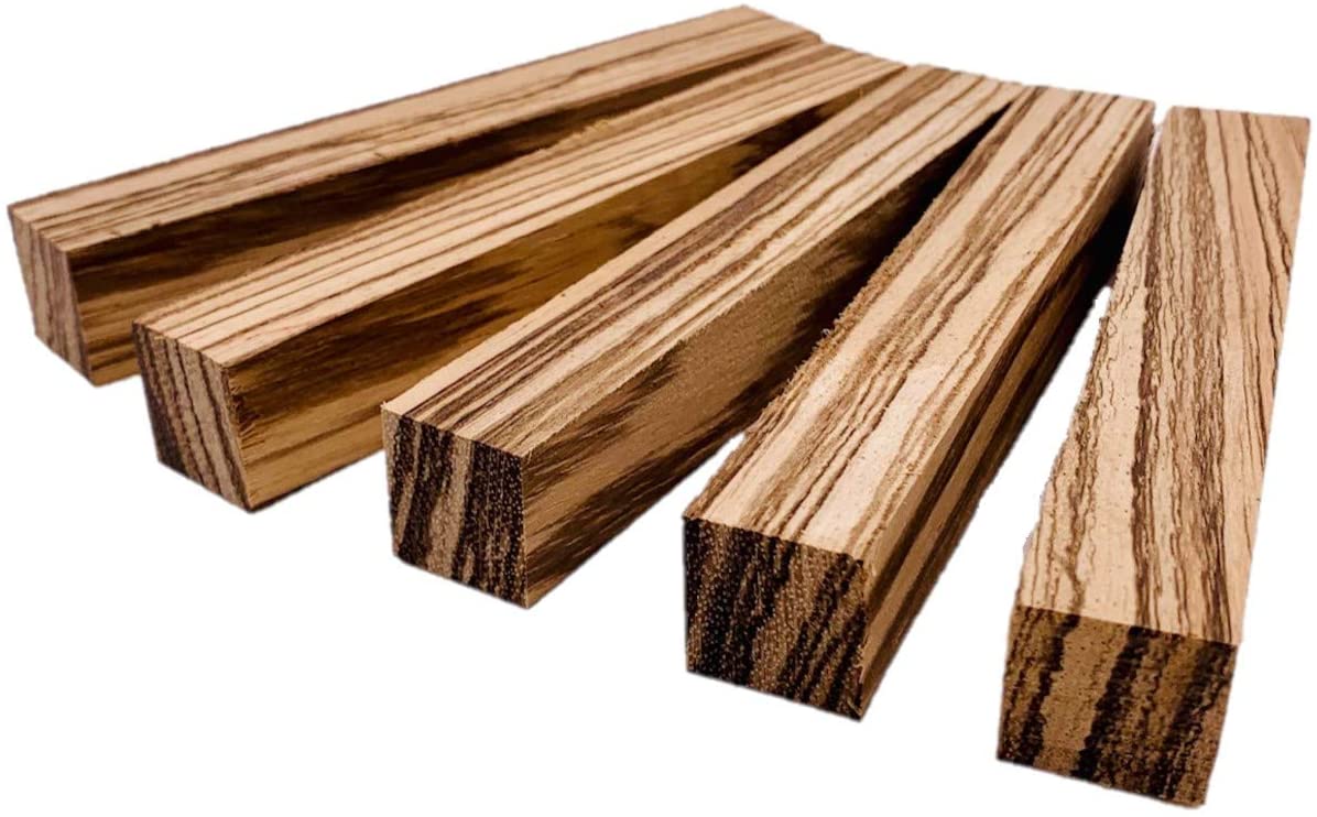 Zebrawood Pen Blanks - 3/4" x 3/4" x 5" (5 Pcs)
