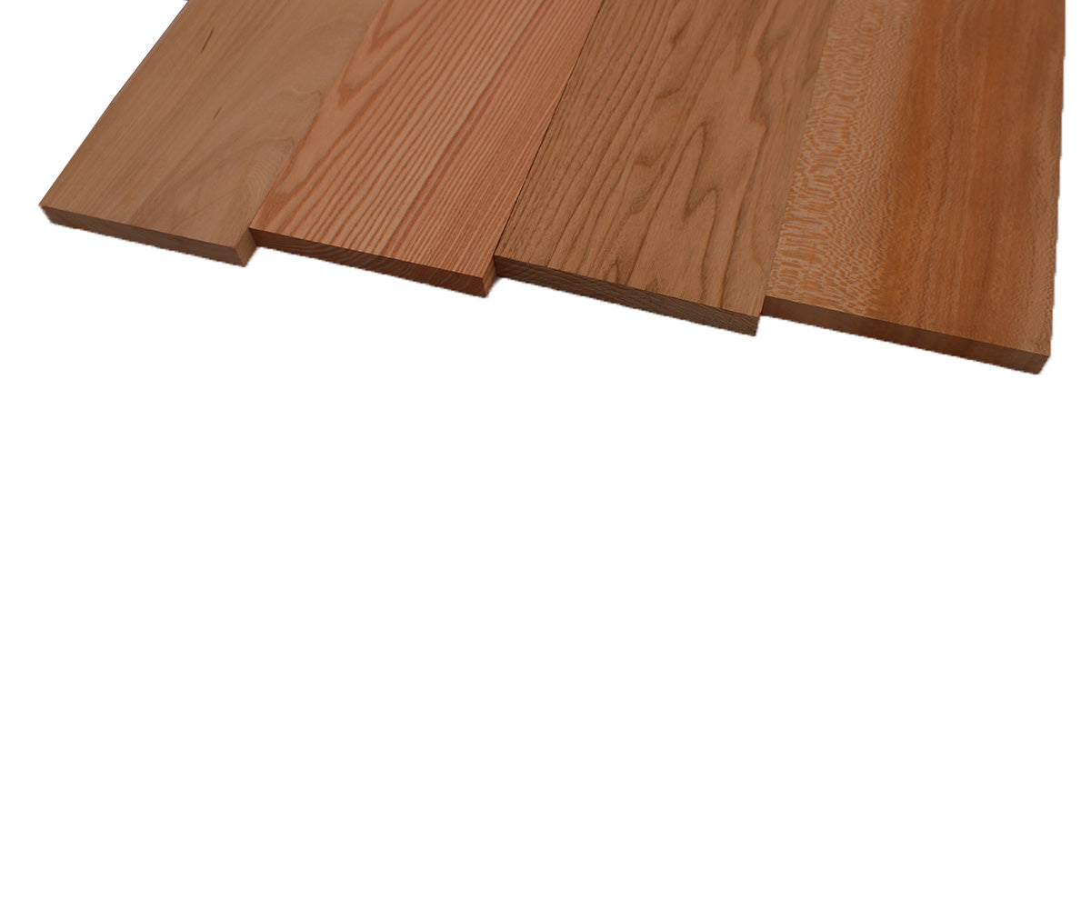 Domestic Exotic Variety Pack - Butternut, Coffee Nut, Grey Elm, Quarter Sawn Sycamore - 3/4" x 6" (4 Pcs)