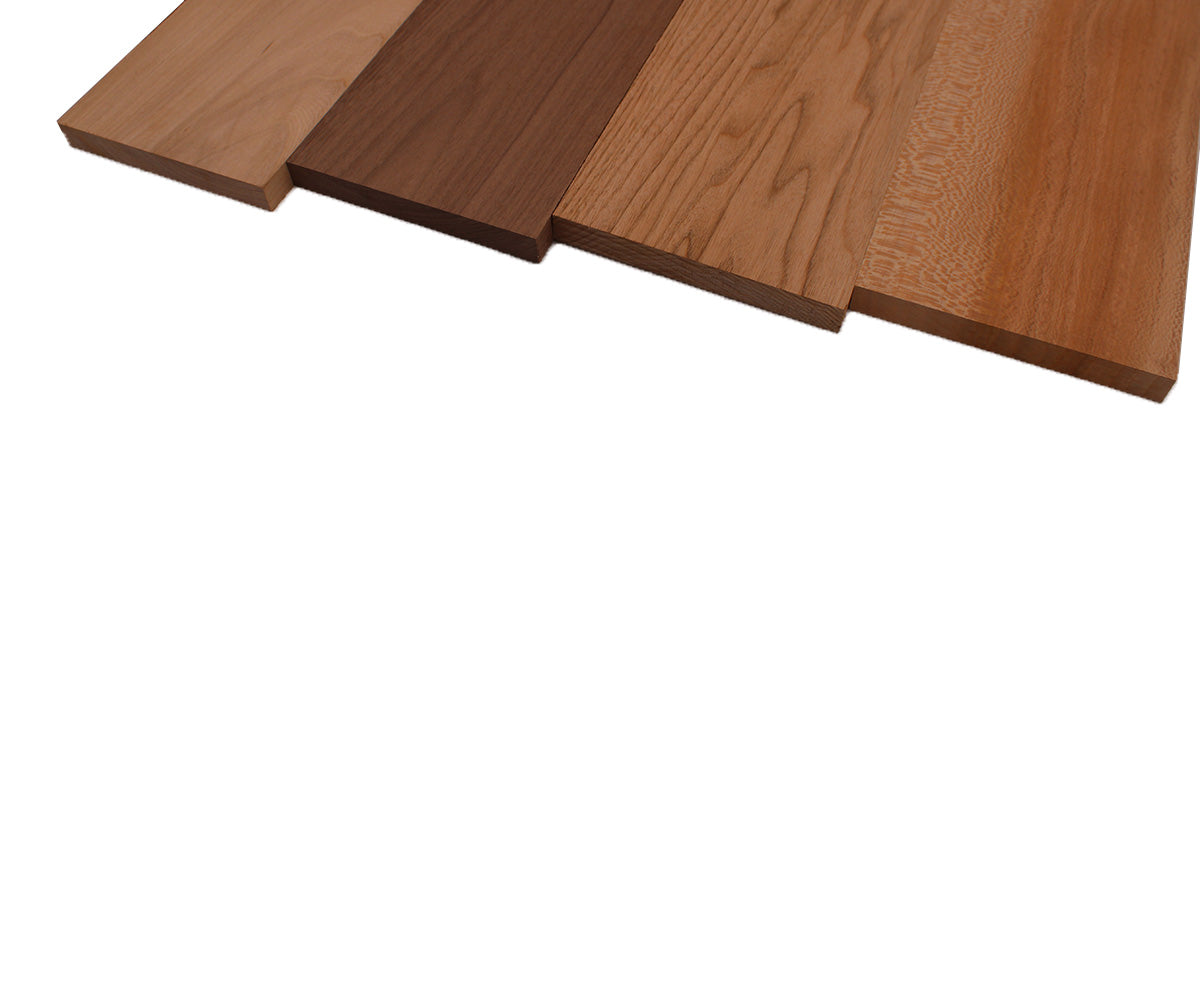 Domestic Exotic Variety Pack - Butternut, Walnut, Grey Elm, Quarter Sawn Sycamore - 3/4" x 6" (4 Pcs)