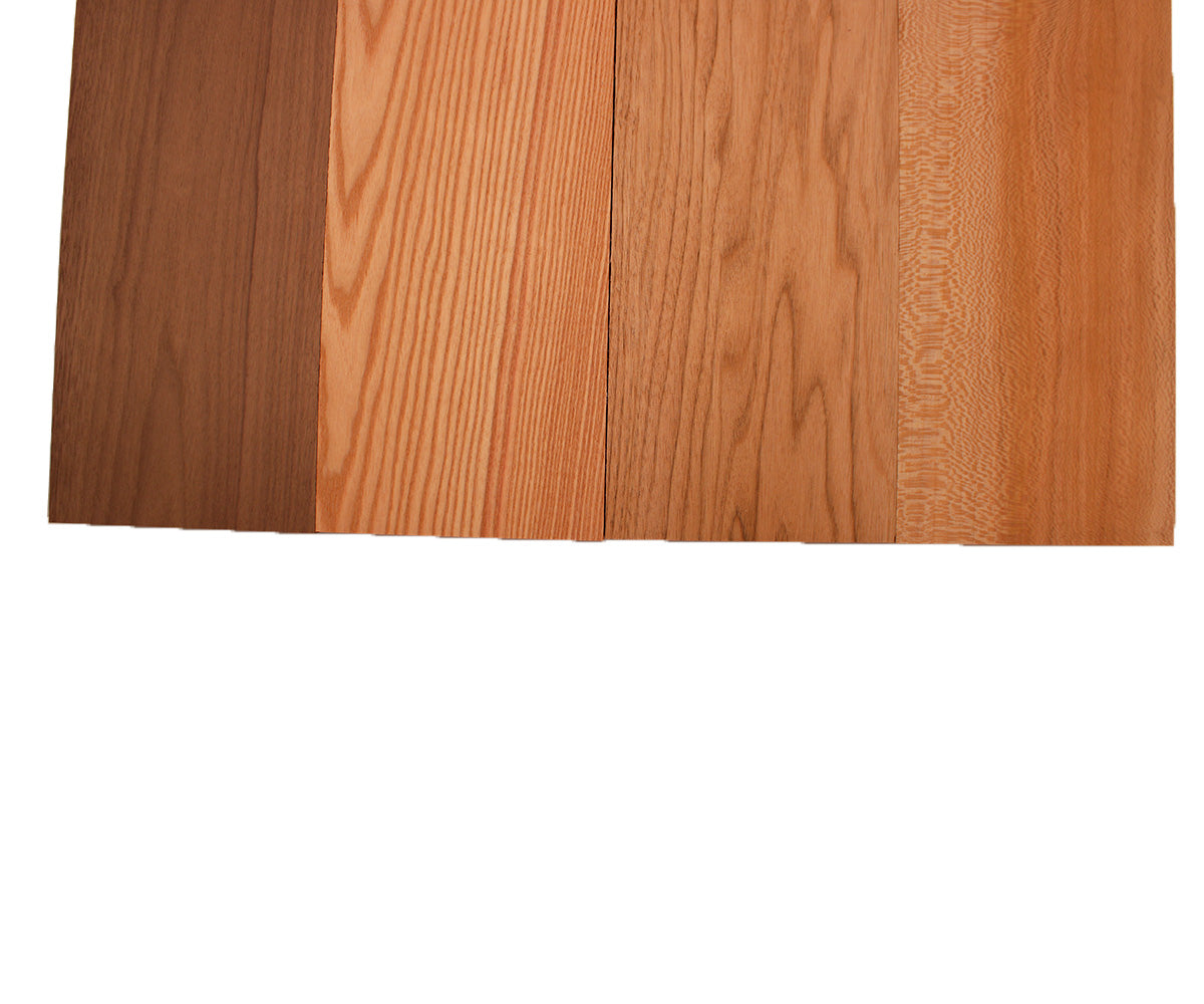 Domestic Exotic Variety Pack - Walnut, Coffee Nut, Grey Elm, Quarter Sawn Sycamore - 3/4" x 6" (4 Pcs)