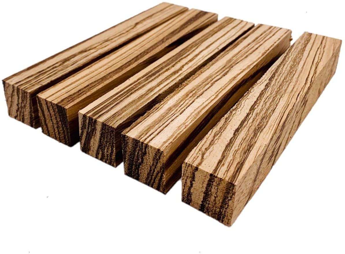 Zebrawood Pen Blanks - 3/4" x 3/4" x 5" (5 Pcs)