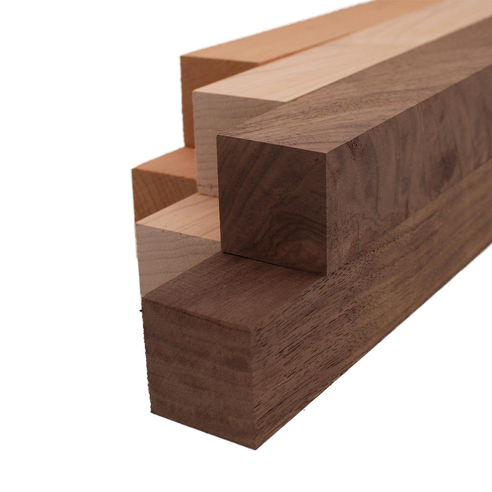 Maple, Walnut, and Cherry Turning Blank Variety Pack 2" x 2" (6pcs)
