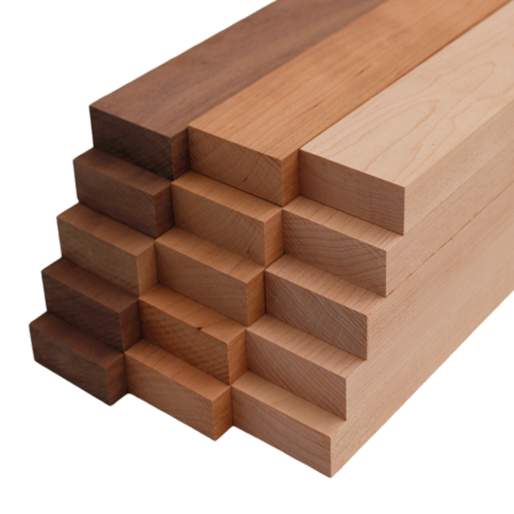 Domestic Variety Pack 5 Walnut, 5 Maple and 5 Cherry Boards - 3/4" x 2" (15Pcs)