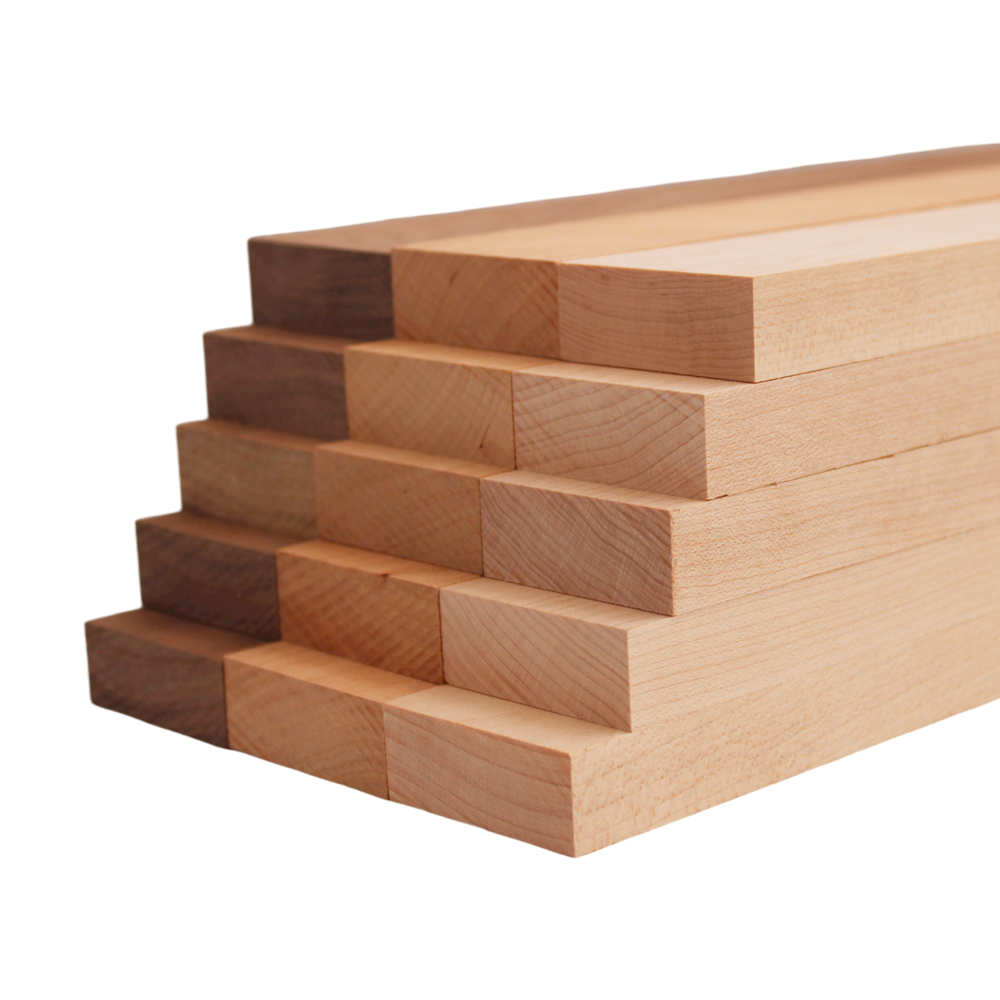 Domestic Variety Pack 5 Walnut, 5 Maple and 5 Cherry Boards - 3/4" x 2" (15Pcs)