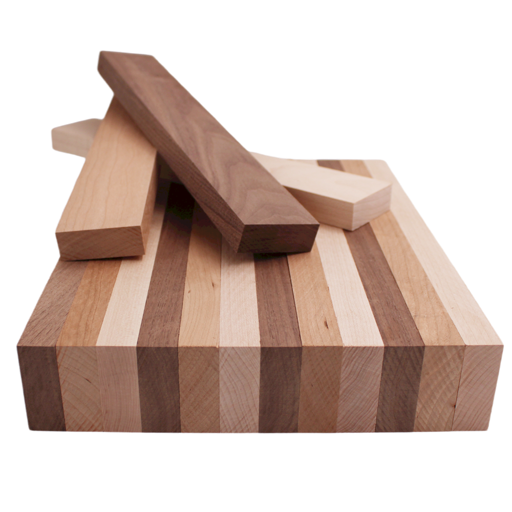 Domestic Variety Pack 5 Walnut, 5 Maple and 5 Cherry Boards - 3/4" x 2" (15Pcs)
