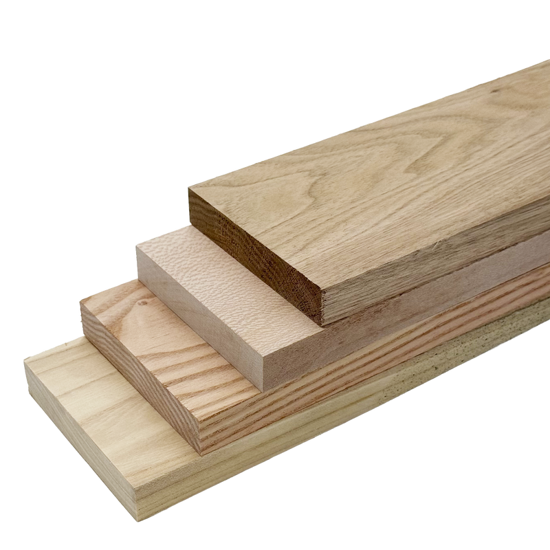 Domestic Exotic Variety Pack - Butternut, Coffeenut, Grey Elm, Quarter Sawn Sycamore - 3/4" x 4" (4 Pcs)