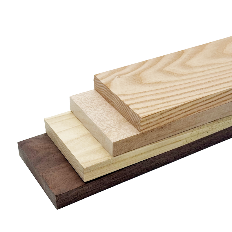 Domestic Exotic Variety Pack - Walnut, Coffeenut, Grey Elm, Quarter Sawn Sycamore - 3/4" x 4" (4 Pcs)