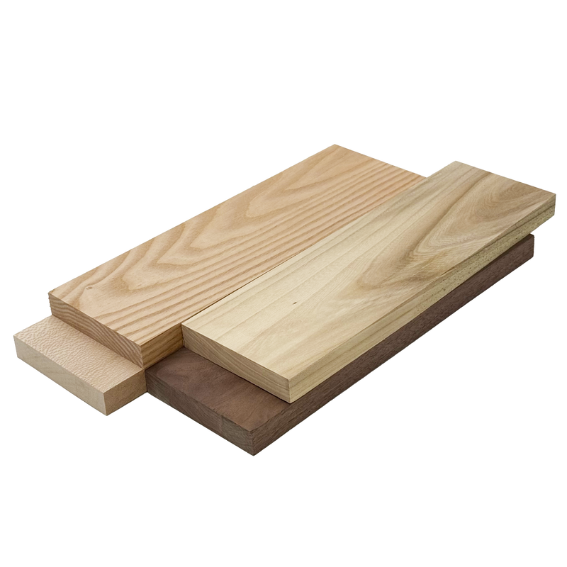 Domestic Exotic Variety Pack - Walnut, Coffeenut, Grey Elm, Quarter Sawn Sycamore - 3/4" x 4" (4 Pcs)