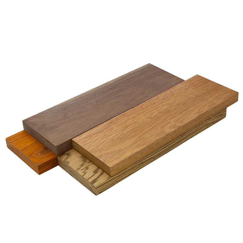 Imported Exotic Hardwood Variety Pack - Padauk, Zebrawood, Merbau, and Walnut