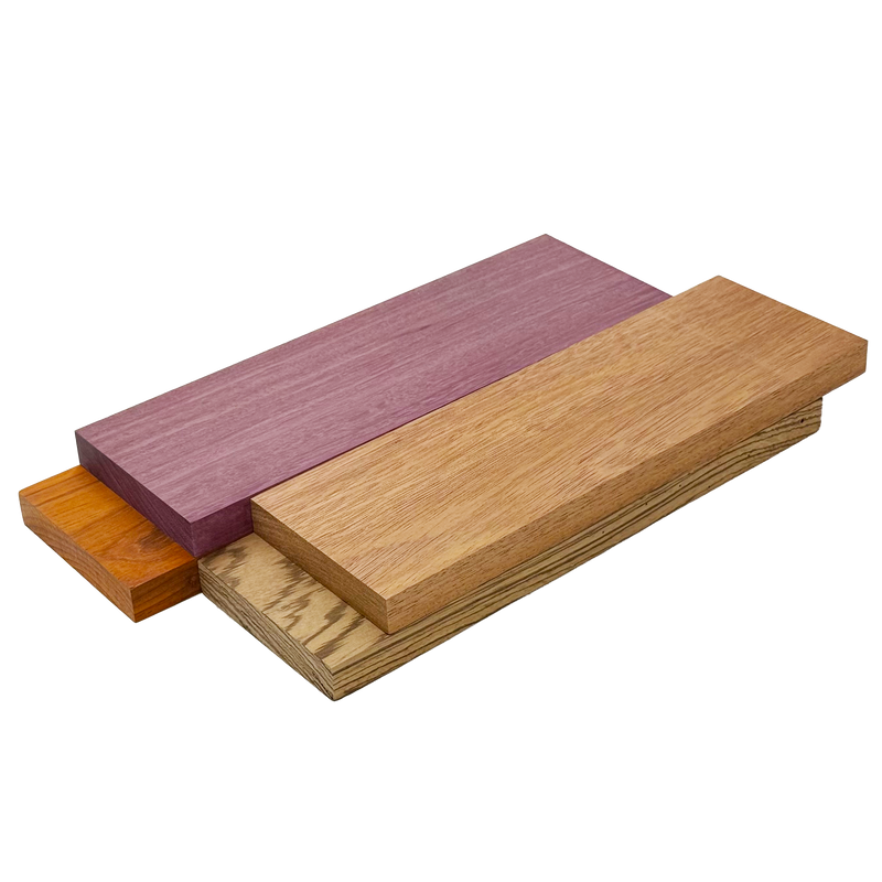 Imported Exotic Hardwood Variety Pack - Padauk, Zebrawood, Purpleheart, and Merbau