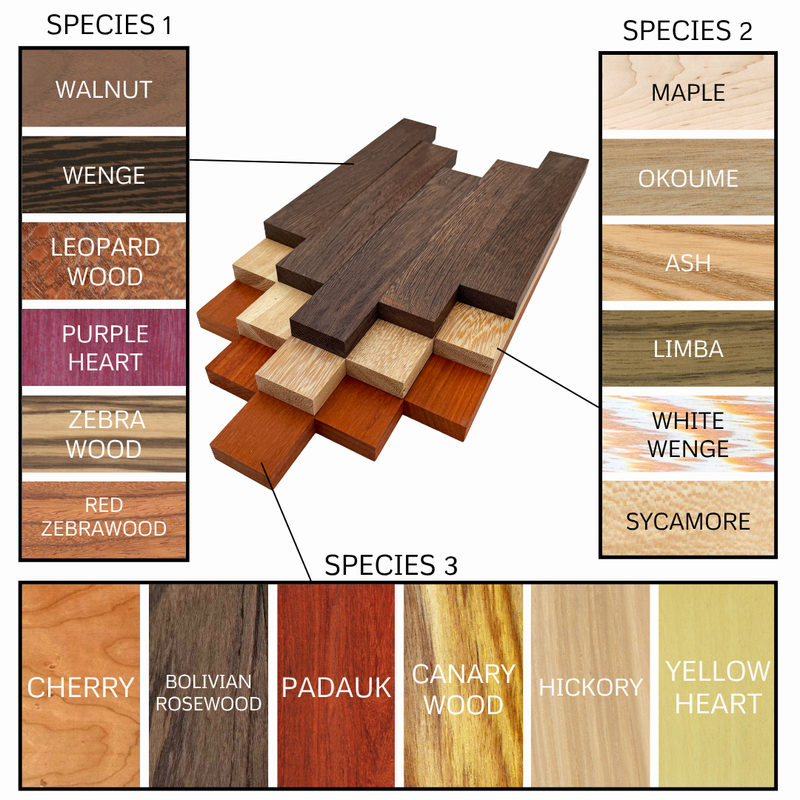 Custom Variety 5, 5, 5 pack (3/4" x 2" x 18")(15 Pcs)