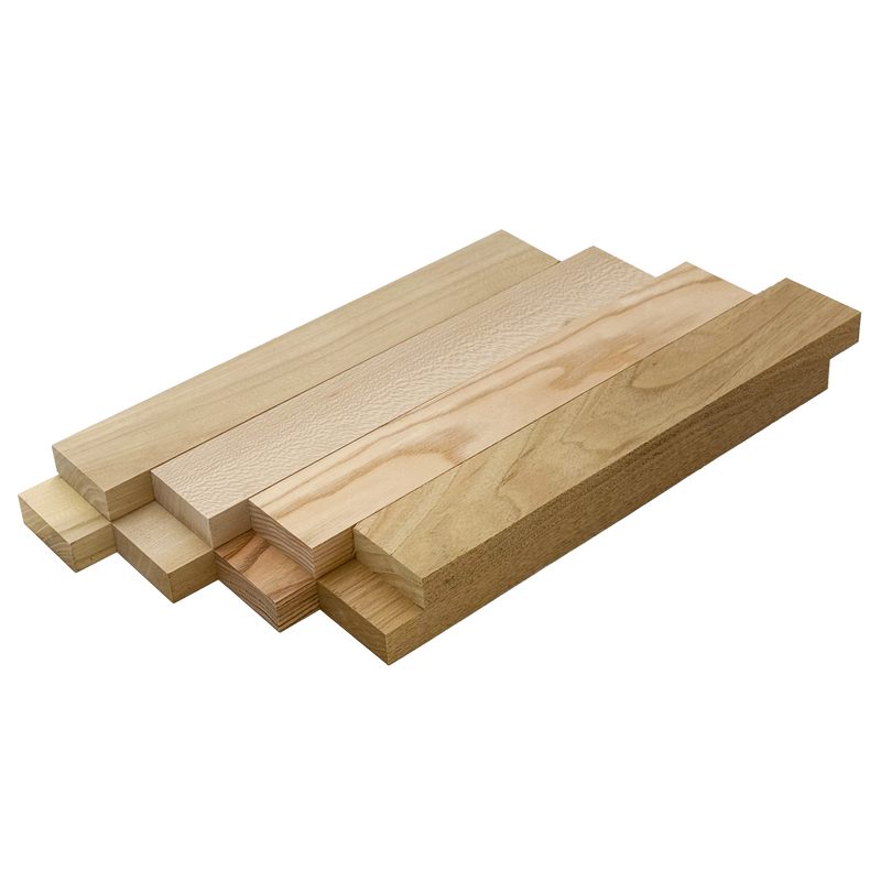 Domestic Exotic Variety Pack - Butternut, Coffeenut, Grey Elm, Quarter Sawn Sycamore - 3/4" x 2" (8 Pcs)