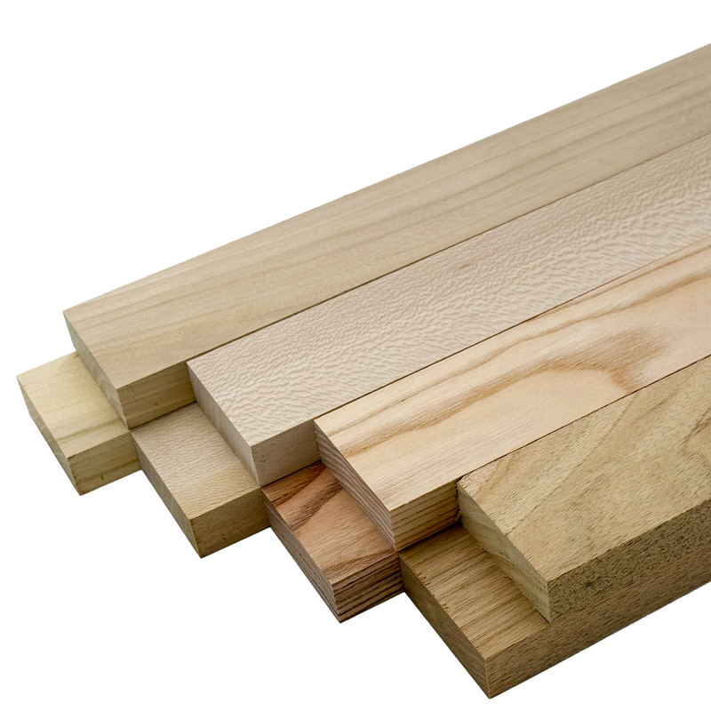Domestic Exotic Variety Pack - Butternut, Coffeenut, Grey Elm, Quarter Sawn Sycamore - 3/4" x 2" (8 Pcs)