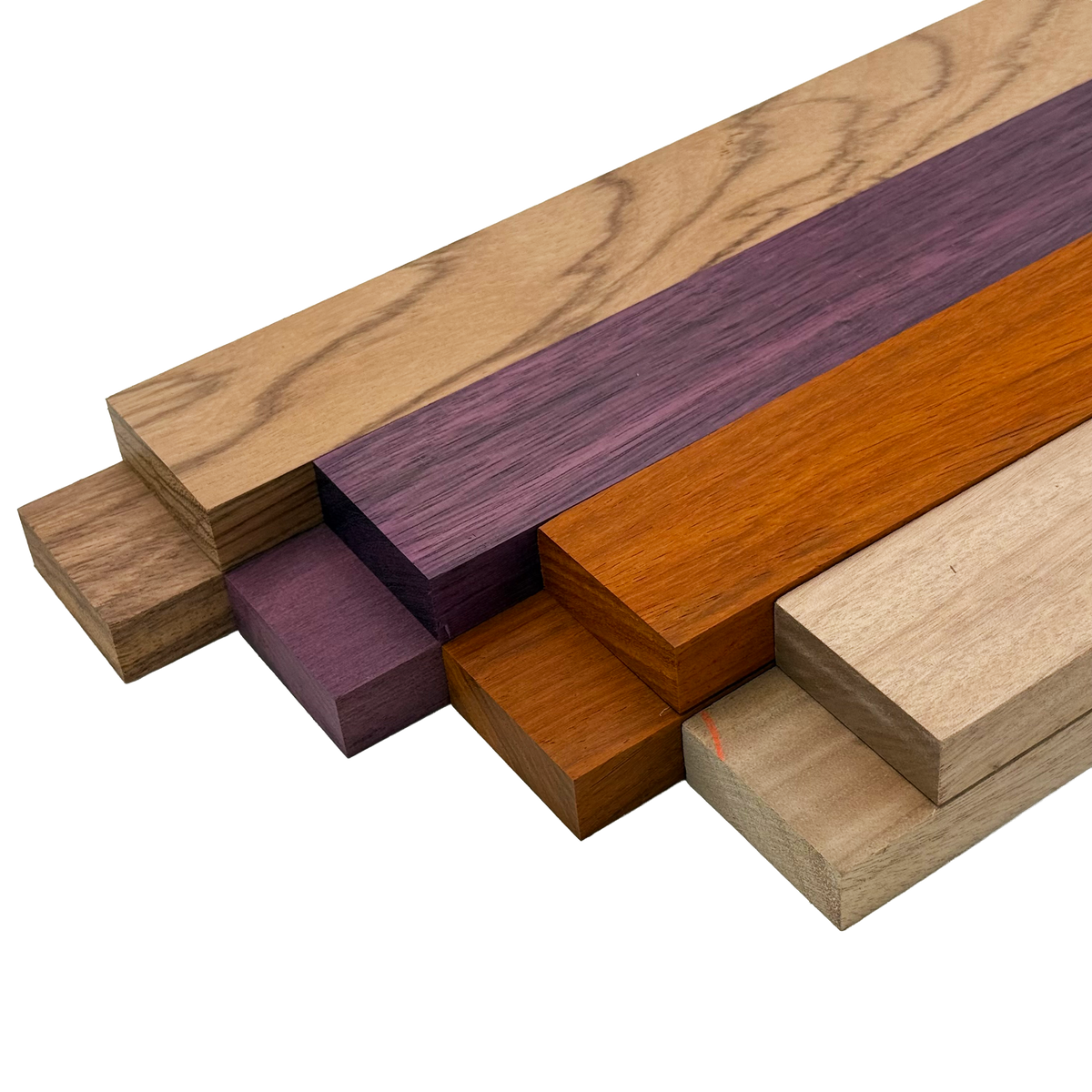 Imported Exotic Hardwood Variety Pack - Red Zebrawood, Purpleheart
