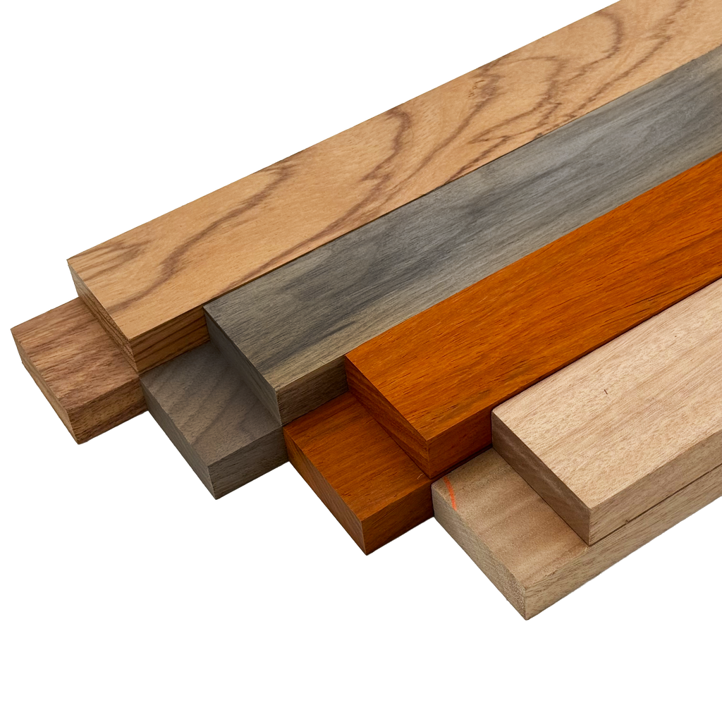 Imported Exotic Hardwood Variety Pack - Red Zebrawood, Walnut