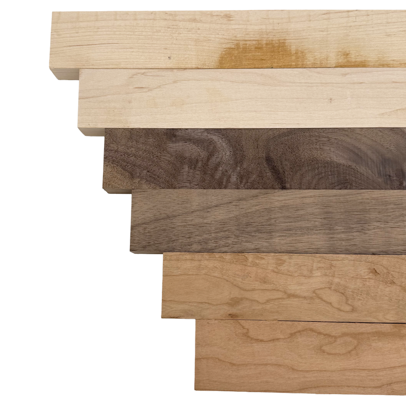 Walnut, Maple, Cherry 4/4 Lumber - Woodworkers' Craft Pack (1 x 2 x 24 - 12 Pcs) (4/ea)
