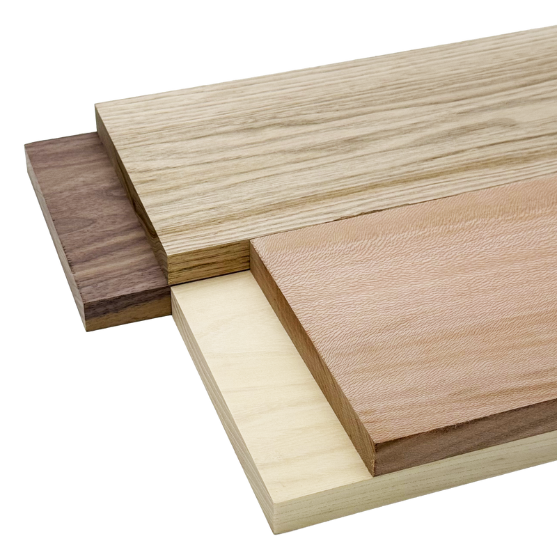 Domestic Exotic Variety Pack - Butternut, Walnut, Grey Elm, Quarter Sawn Sycamore - 3/4" x 6" (4 Pcs)