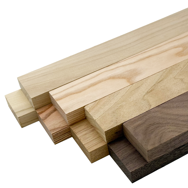 Domestic Exotic Variety Pack - Butternut, Coffeenut, Grey Elm, Walnut - 3/4" x 2" (8 Pcs)