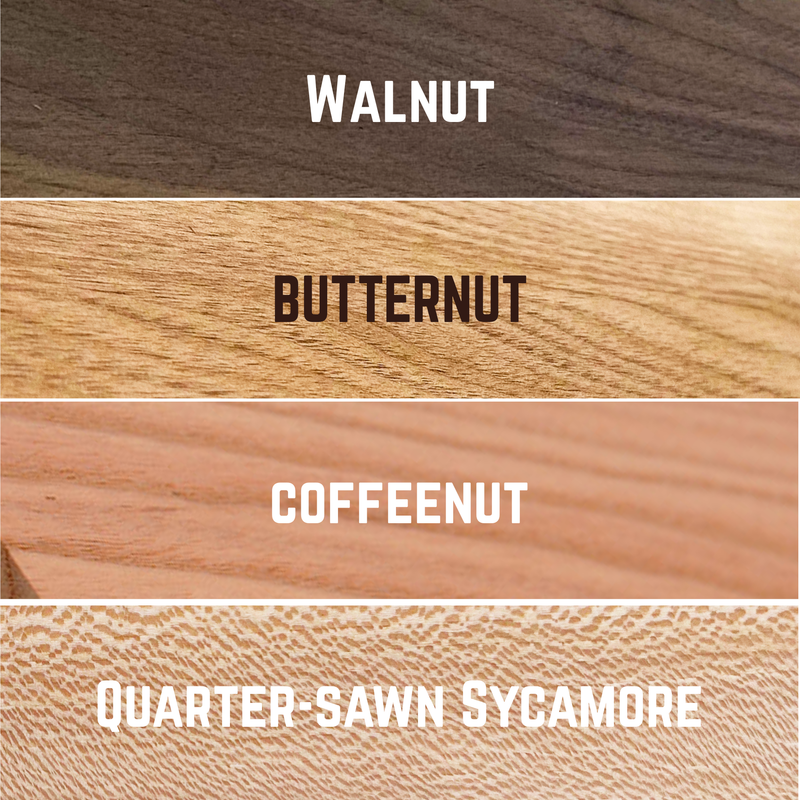 Domestic Exotic Variety Pack - Butternut, Coffeenut, Walnut, Quarter Sawn Sycamore - 3/4" x 2" (8 Pcs)