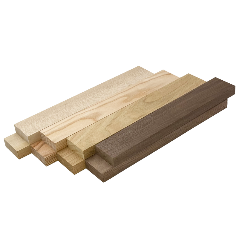 Domestic Exotic Variety Pack - Butternut, Coffeenut, Walnut, Quarter Sawn Sycamore - 3/4" x 2" (8 Pcs)