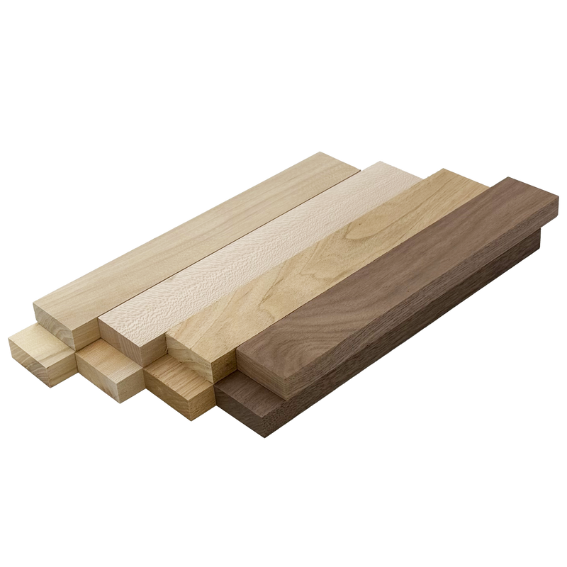 Domestic Exotic Variety Pack - Butternut, Walnut, Grey Elm, Quarter Sawn Sycamore - 3/4" x 2" (8 Pcs)