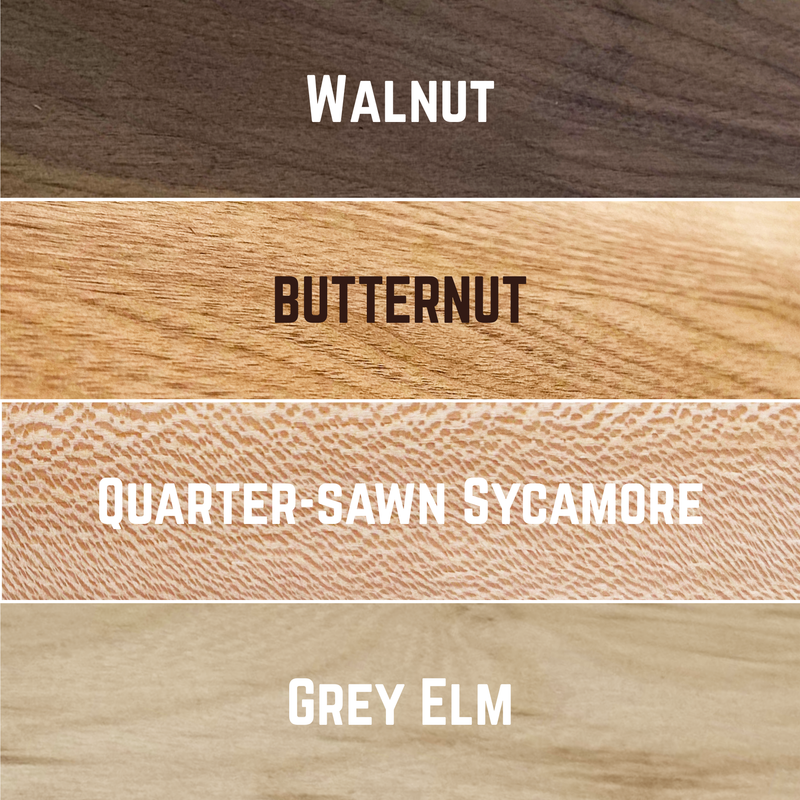 Domestic Exotic Variety Pack - Butternut, Walnut, Grey Elm, Quarter Sawn Sycamore - 3/4" x 4" (4 Pcs)