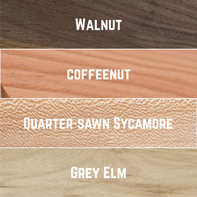 Domestic Exotic Variety Pack - Walnut, Coffeenut, Grey Elm, Quarter Sawn Sycamore - 3/4" x 4" (4 Pcs)