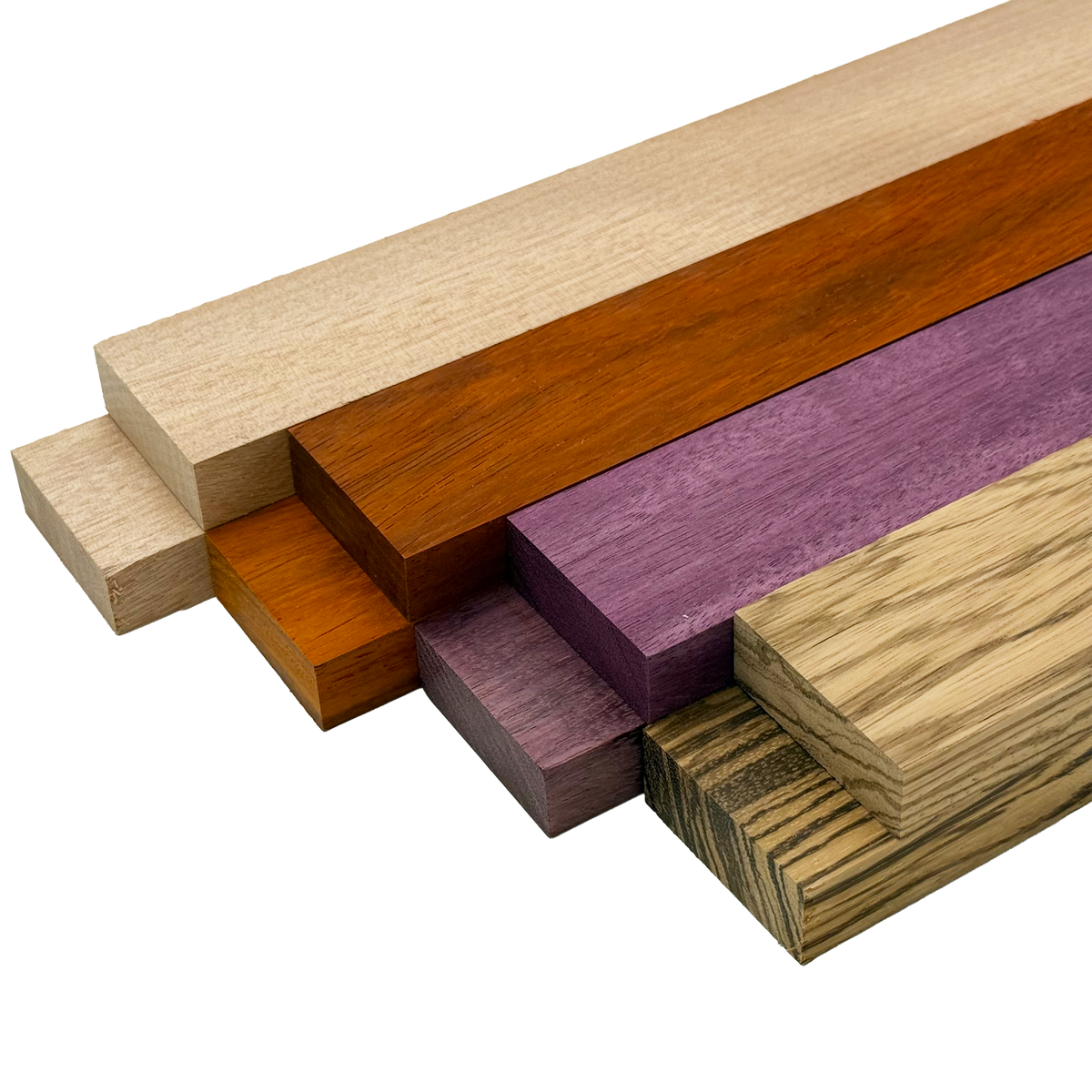 Imported Exotic Hardwood Variety Pack - Zebrawood, Purpleheart