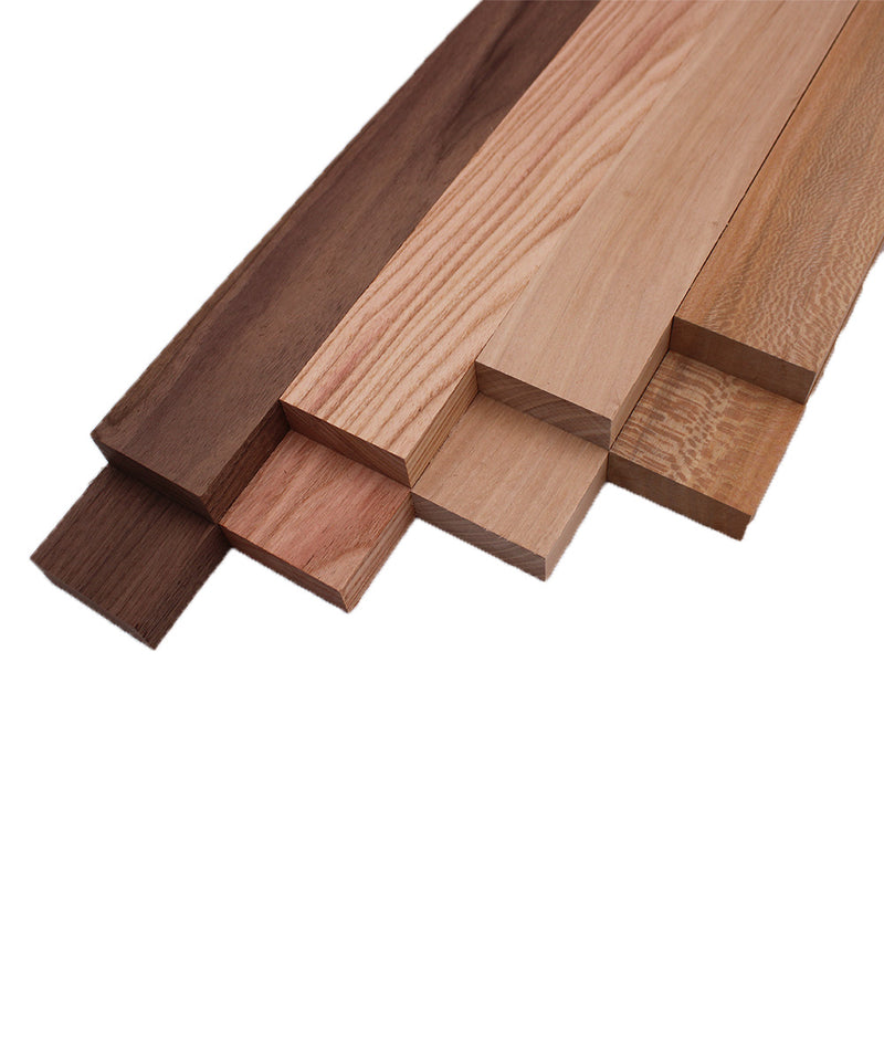 Domestic Exotic Variety Pack - Walnut, Coffee Nut, Grey Elm, Quarter Sawn Sycamore - 3/4" x 2" (8 Pcs)